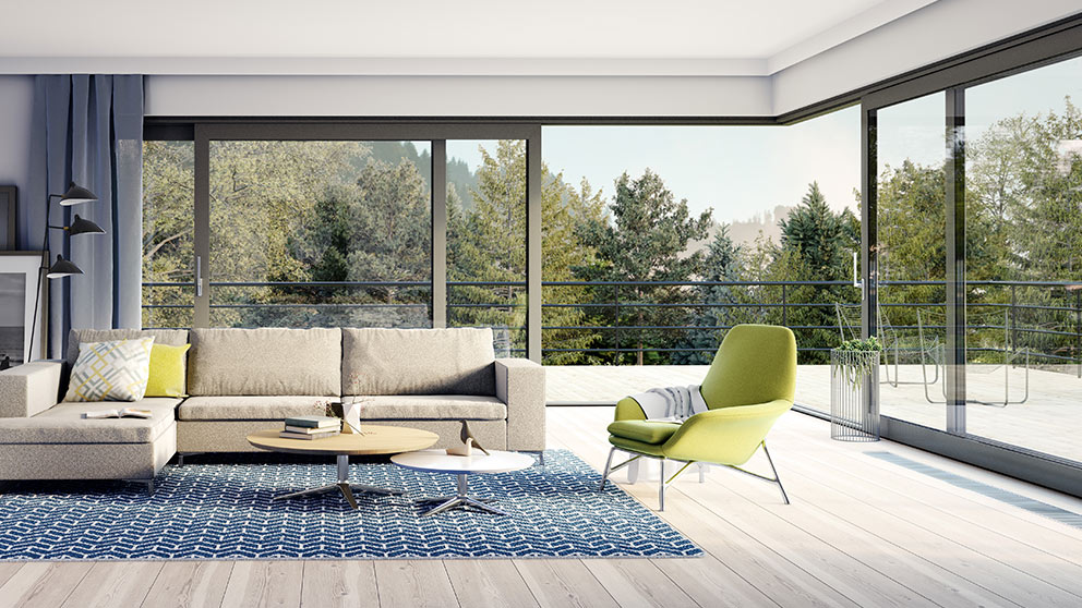 Narożne drzwi tarasowe - Aluhaus