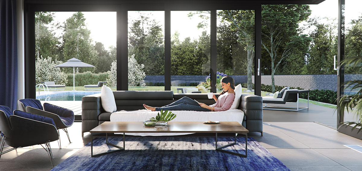 Duże przeszklenia okna tarasowe Aluhaus