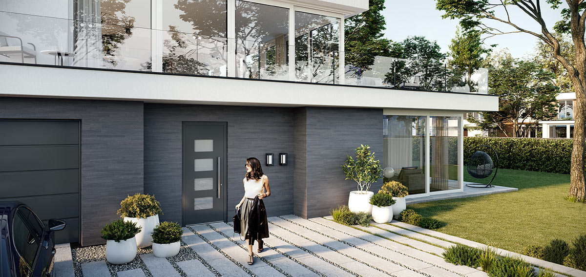 nowoczesne drzwi wejściowe - Aluhaus