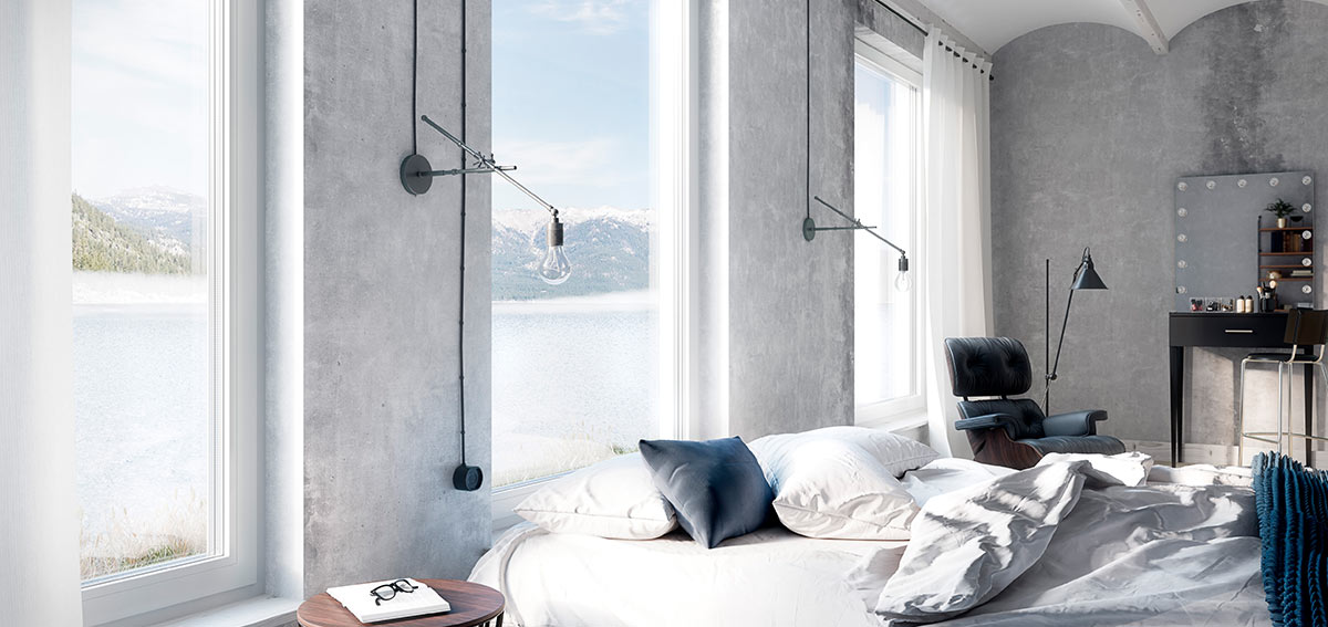 Okna aluminiowe w sypialni - Aluhaus