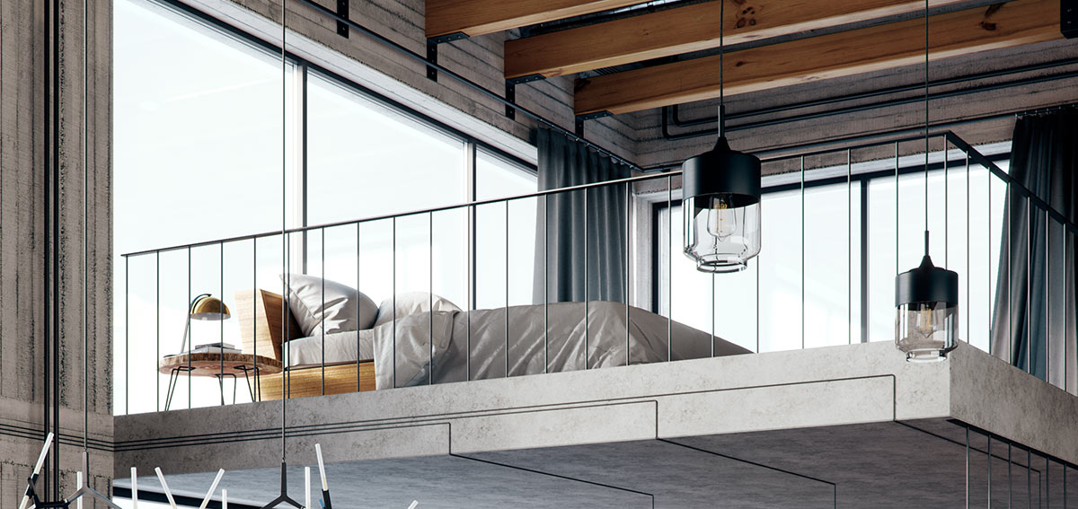 okna w sypialni na antresoli - Aluhaus