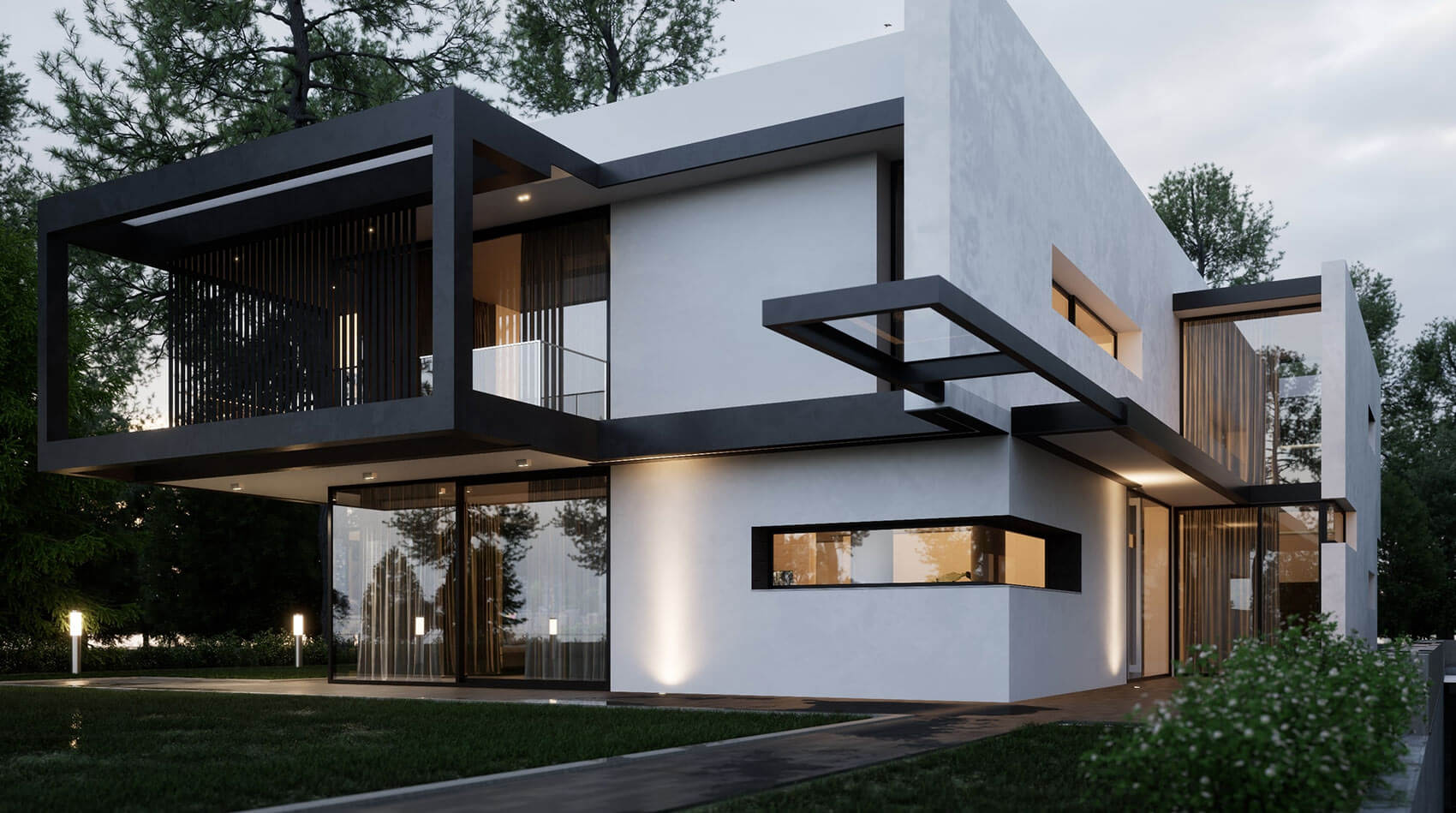 Nowoczesny dom z oknami
