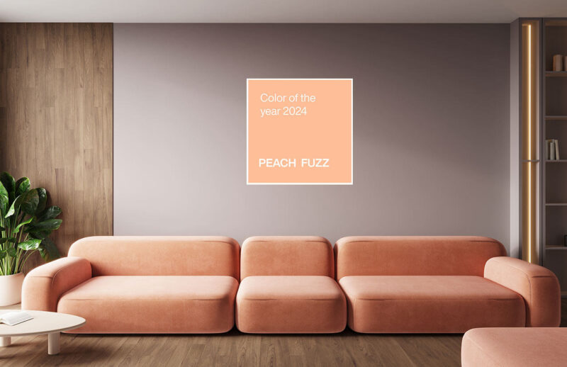 Sofa w kolorze Pantone peach fuzz