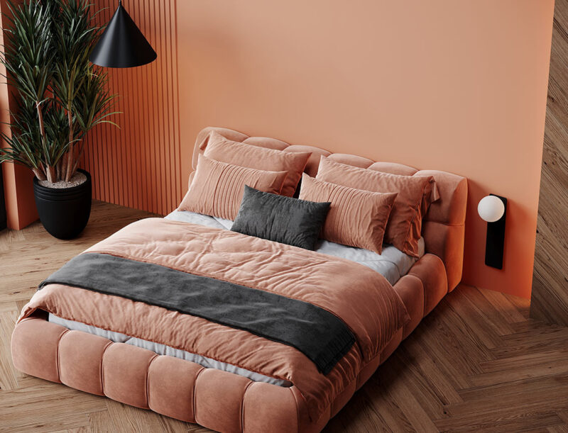 Sypialnia w kolorze peach fuzz