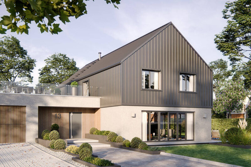 Dom piętrowy z oknami Miru Evo Standard - Aluhaus